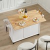 Rolling Kitchen Island with Drop Leaf Countertop - Barn Door Kitchen Cart with Storage, Drawers & Towel Rack-- Frevyn - 4 of 4