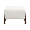 Gulches White Upholstered Ottoman with Wooden Legs Premium Boucle Fabric,Contemporary Design,Versatile Footrest/Extra Seating for Living Room/Bedroom - 4 of 4