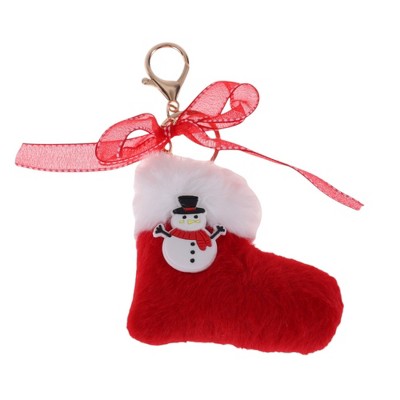 Unique Bargains Christmas Keychain with Double Ring and Lobster Clasp Plush Mesh Metal 1 Pc