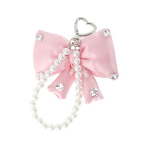 Unique Bargains Faux Pearl Bow Handbag Charms Keychains 1 Pc - 1 of 4