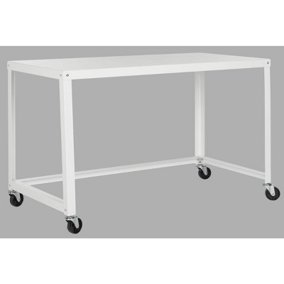 Bentley 47'' Glossy White Industrial Home Office Desk on Casters
