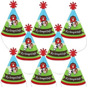 Big Dot of Happiness Farm Animals - Mini Cone Baby Shower or Birthday Party Hats - Small Little Party Hats - Set of 8 - 1 of 4