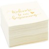 Sparkle and Bash 100 Pack Wedding Cocktail Napkins, Welcome to our Beginning (White, 5 In) - 4 of 4