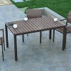 Emma and Oliver 55" x 31" Outdoor Dining Table with Faux Teak Poly Slat Top and Metal Frame - image 4 of 4