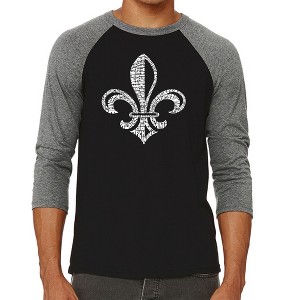 LA Pop Art Men's Raglan Baseball Word Art T-shirt - LYRICS TO WHEN THE SAINTS GO MARCHING IN - 1 of 4