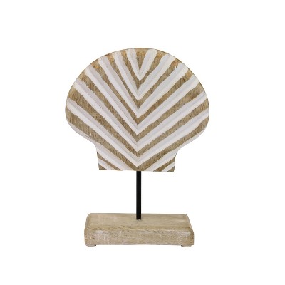 Beachcombers 9" WOOD LARGE SEASHELL ON STAND