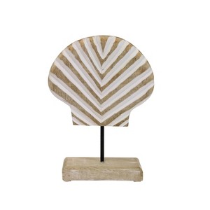 Beachcombers 9" WOOD LARGE SEASHELL ON STAND - 1 of 1