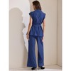 INSPIRE CHIC Women's Summer 2 Piece Outfits Cap Sleeve Tie Waist with Pockets Casual Wide Leg Pant Sets - 4 of 4