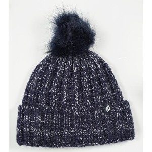 Women's Marseille Ribbed Roll Up Hat With Pom Pom - 1 of 3
