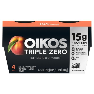 Oikos Triple Zero Peach Greek Yogurt - 4ct/5.3oz Cups_10