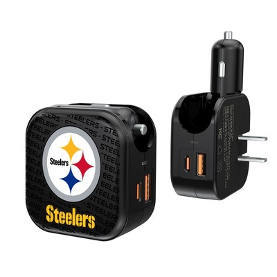 Pittsburgh Steelers Text Backdrop 18-Watt 2 in 1 USB A/C Charger