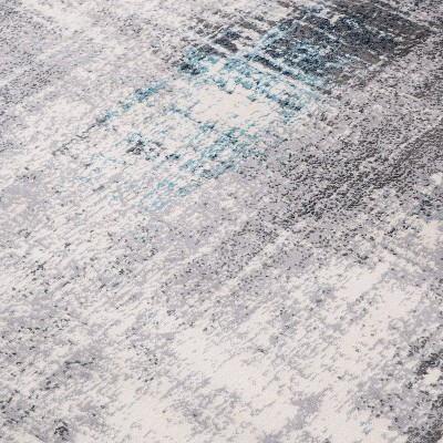 Dublin Blue and Gray Abstract 5' x 7' Synthetic Area Rug