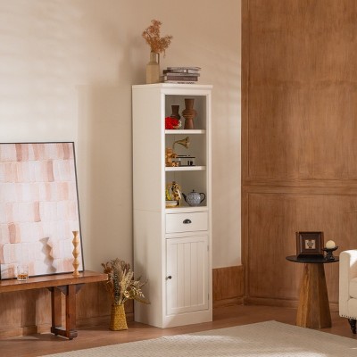 75" Narrow Bookcase with Drawer & Cabinet,5-Tier Freestanding Storage & Display Shelf for Living Room,Bedroom,Entryway-Baofuwish