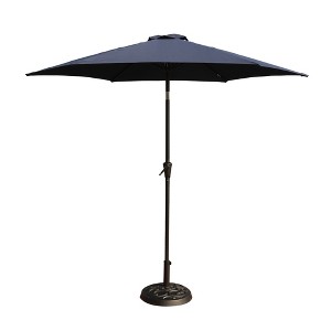 8.8 feet Outdoor Aluminum Patio Umbrella Market Umbrella with 33 pounds Round Resin Umbrella Base - 1 of 4