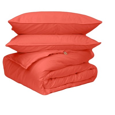 Canadian Down & Feather Company - 3 Piece Duvet Cover Set with 3-Sided Zipper, Persimmon