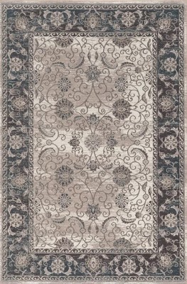 Vintage Brown and Black Microfiber Polyester 5' x 7' Rug