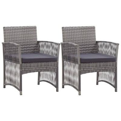 vidaXL Garden armchairs with cushions 2 units synthetic rattan anthracite