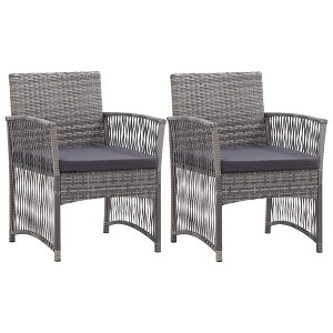 vidaXL Garden armchairs with cushions 2 units synthetic rattan anthracite - 1 of 4