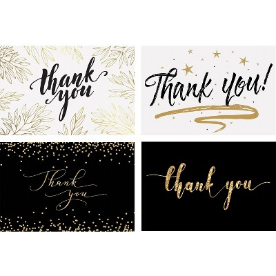 Better Office Thank You Cards with Envelopes 4" x 6" Black/Gold 100/Pack (64520)