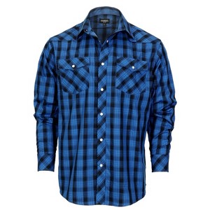 Gioberti Men's Western Plaid Long Sleeve Shirt with Pearl Snap-on - 1 of 3