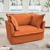 Chenille Slipcovered Armchair, Deep Seat Single Sofa with Removable Cover, 1 Back Cushion & 2 Oversized Pillows, 300lb Capacity - 2 of 4