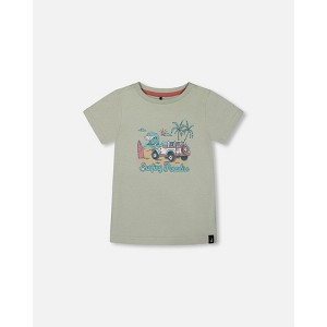 Deux par Deux Boy Short Sleeve Organic Cotton Graphic Tee Sage and Multi - 8 Years - 1 of 4