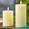 tag Ribbed Beige LED Flameless Pillar Candle 3x4 - Everyday Home Decor, Spot or Wipe Clean, Safe Lighting Option - 2 of 2