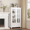 FUFU&GAGA White Buffet Lacquer Sideboard Storage Cabinet Glass Doors - image 3 of 4