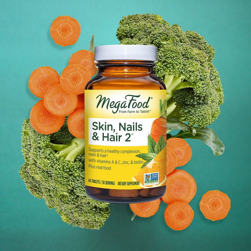 MegaFood Skin, Nails &#38; Hair Vitamins with Vitamin A, Vitamin C, Zinc and Biotin Vegan Tablets - 60ct, 5 of 9