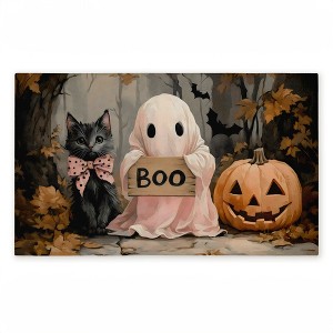 Stupell Industries Cute Halloween Ghost & Kitten Printed Outdoor Door Mat, design by Arlington Prints, 18"x30" - 1 of 4