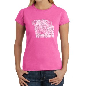 LA Pop Art Women's Word Art T-Shirt - Pug Face - 1 of 4