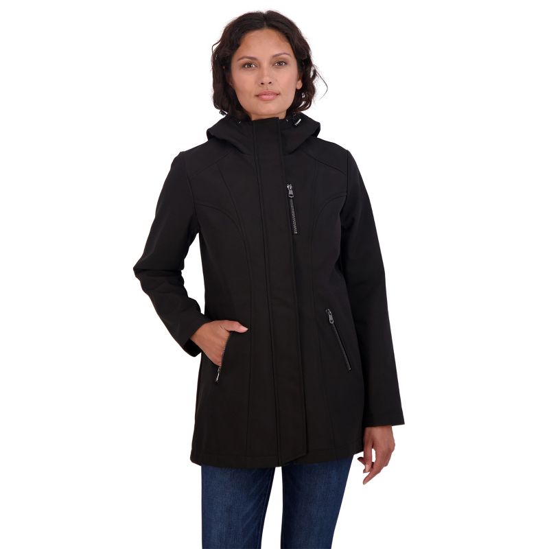 Women's Softshell Long Anorak Jacket, Waterproof and Hooded Windbreaker Raincoat - S.E.B. By SEBBY, 3 of 5