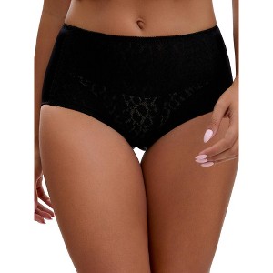 INSPIRE CHIC Women's Floral Lace Breathable Comfortable Mid Rise Underwear Briefs - 1 of 4