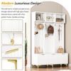 Grungis Freestanding Coat Racks with Bench and High Gloss Fluted Doors,Hall Tree with 6 Hooks and Legs,Entryway Furniture for Hanging Clothes - 4 of 4
