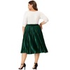 Agnes Orinda Women's Plus Size Velvet Elastic Waist Party Metallic Swing Midi A Line Skirts - 4 of 4