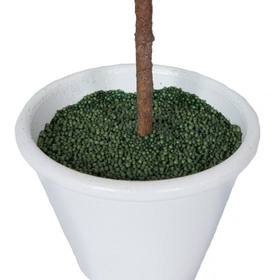 27" Potted Artificial Green Olive Tree in White Container