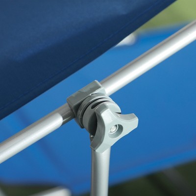 Blue Adjustable Folding Metal Outdoor Chaise Lounge with Sun Shade