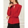 INSPIRE CHIC Women's Office Keyhole Elegant Stand Collar Long Sleeve Back Neck Button Blouse - 2 of 4