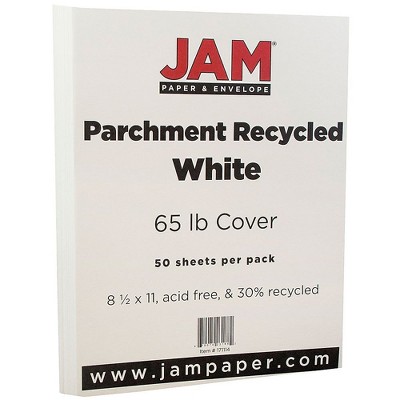 JAM Paper Parchment 65lb Cardstock 8.5 x 11 Coverstock White Recycled 171114