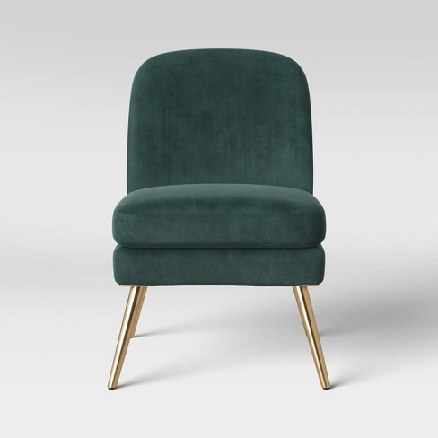 Wexner Modern Slipper Velvet Chair Emerald Green Project 62