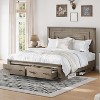 Farmhouse Bed Frame with 54" Tall Geometric Headboard - 3 of 4