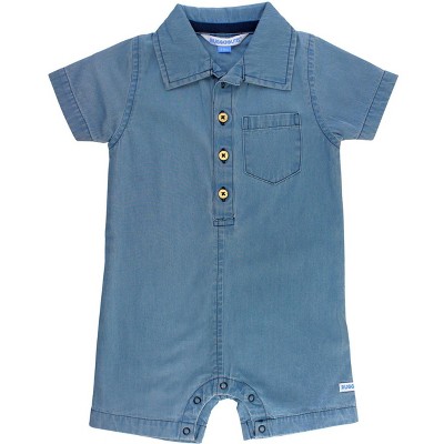 Ruggedbutts Boys' Button-up Romper - Light Wash Denim, Size: 18-24m ...
