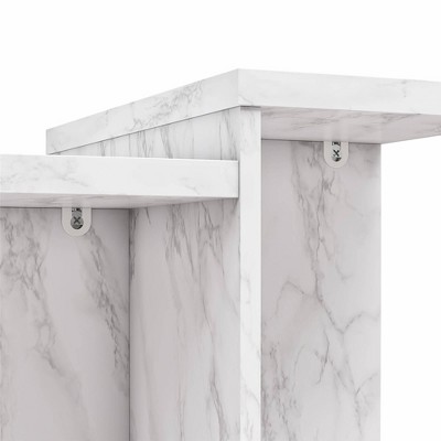 Brielle White Faux Marble Rectangular End Table