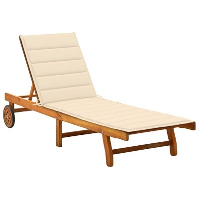 vidaXL Patio Sun Lounger with Cushion Solid Acacia Wood