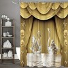 Paaaawaters 1pcs Golden Floral Swan Printed Shower Curtain Set, Waterproof Bathroom Partition Curtain With Hooks - 2 of 4