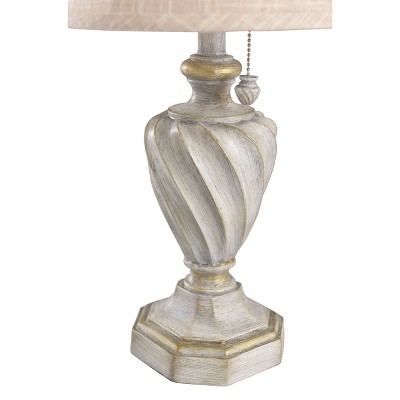Antique White Polyresin Table Lamp with Beige Fabric Shade