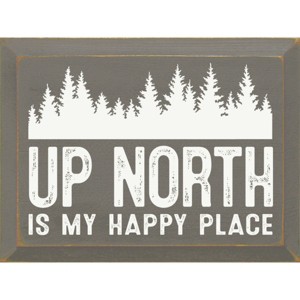 Slickblue Rustic Pine Wood Sign, "Up North Is My Happy Place", Multiple Colors, 9x12 Hanging Plaque - 1 of 3