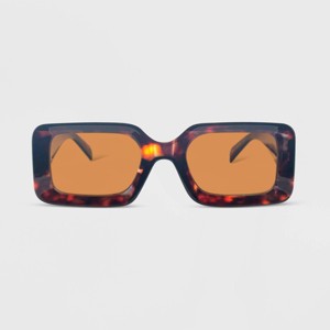 Women's Plastic Rectangle Sunglasses - Wild Fable™ Dark Brown/Tortoise Print: UV Protection, Recycled Frame - 1 of 2
