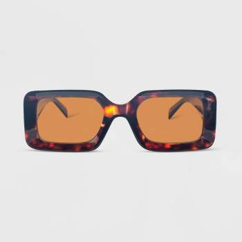 Women's Plastic Rectangle Sunglasses - Wild Fable™ Dark Brown/Tortoise Print