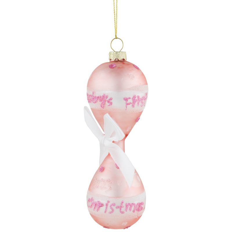 Northlight 5" Baby Girl's First Christmas 2023 Glass Ornament, 1 of 7